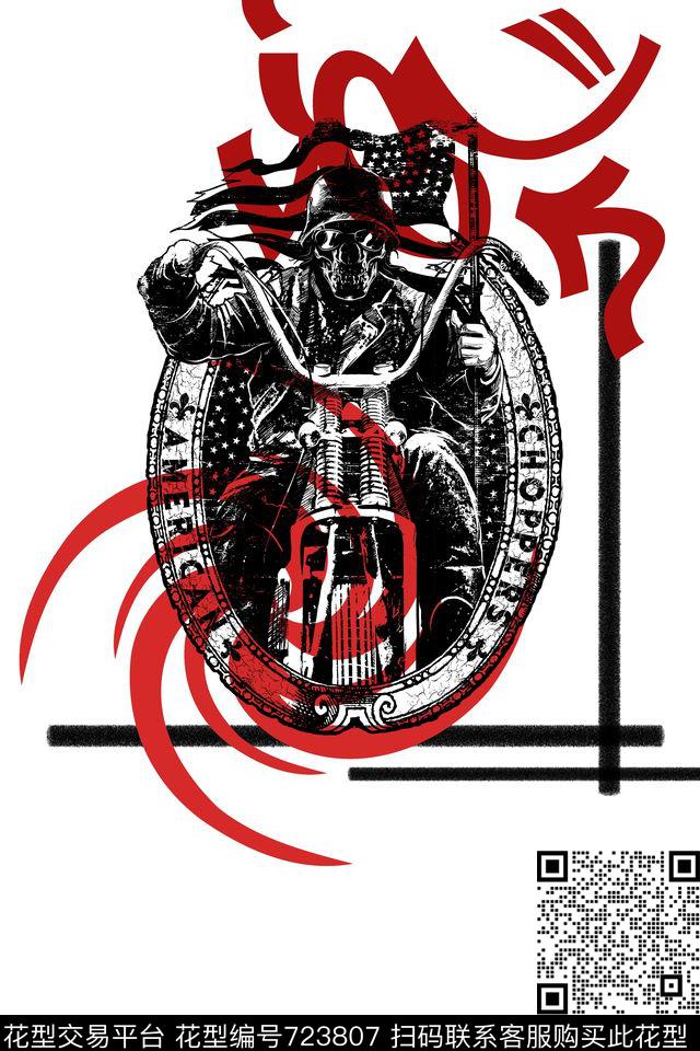 T恤男装骷髅传统印花华亿平台下载（图片编号: 723807） - 瓦栏（Walan）