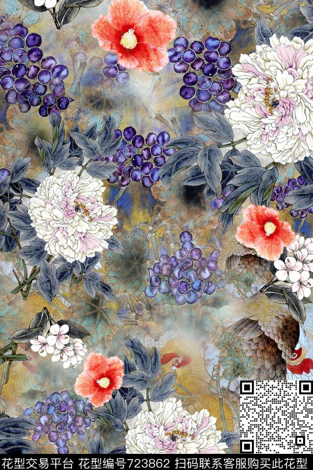 民族风中国风趣味数码印花华亿平台下载（图片编号: 723862） - 瓦栏（Walan）