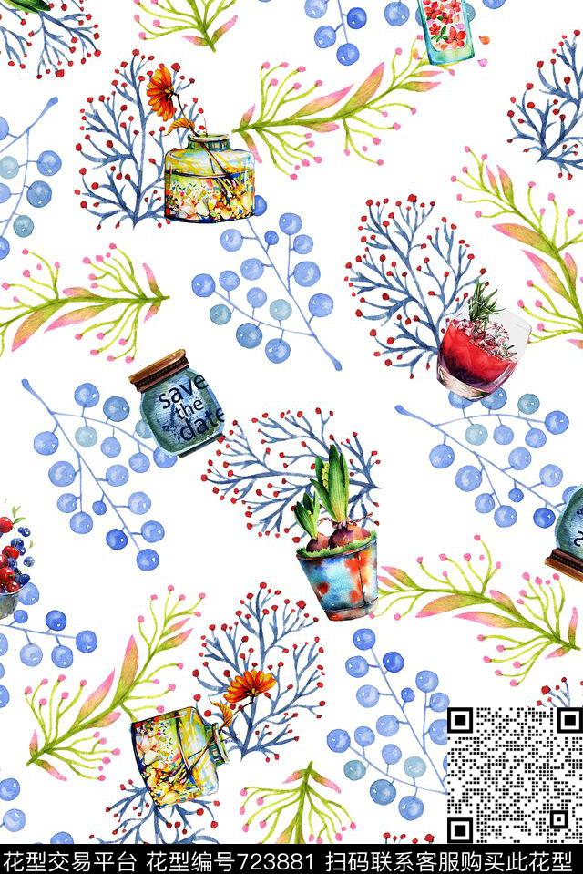 乱花小清新小碎花花朵数码印花华亿平台下载（图片编号: 723881） - 瓦栏（Walan）