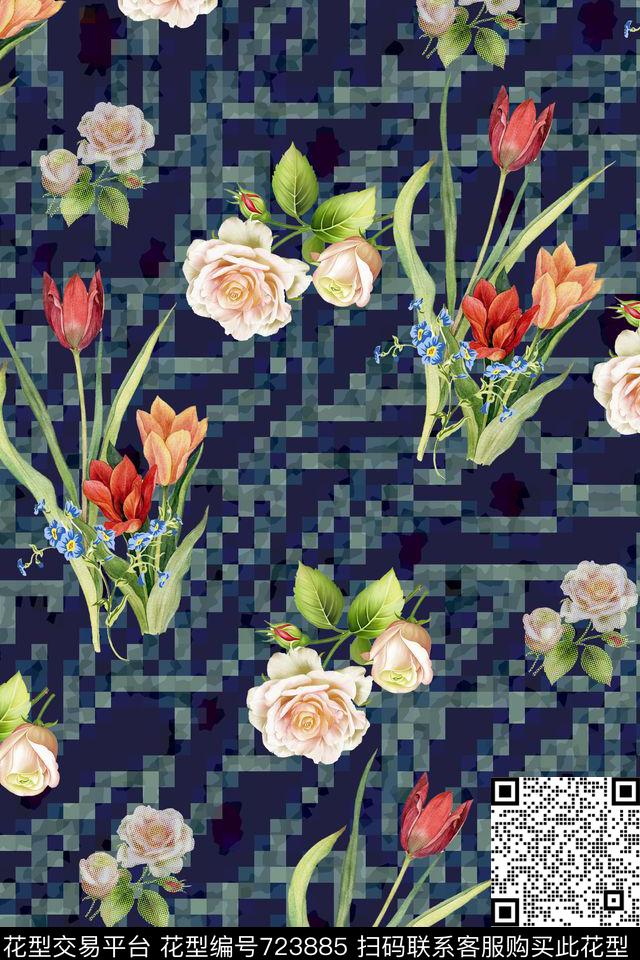 郁金香牡丹花朵数码印花华亿平台下载（图片编号: 723885） - 瓦栏（Walan）
