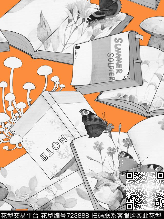 卡通手绘花卉数码印花华亿平台下载（图片编号: 723888） - 瓦栏（Walan）