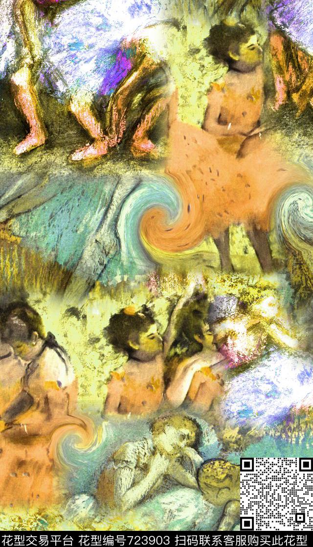 趣味油画舞女数码印花华亿平台下载（图片编号: 723903） - 瓦栏（Walan）