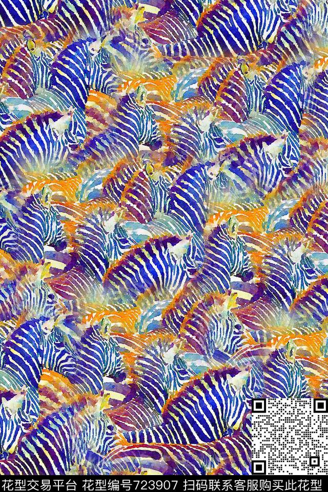 斑马纹手绘斑马水彩斑马数码印花华亿平台下载（图片编号: 723907） - 瓦栏（Walan）