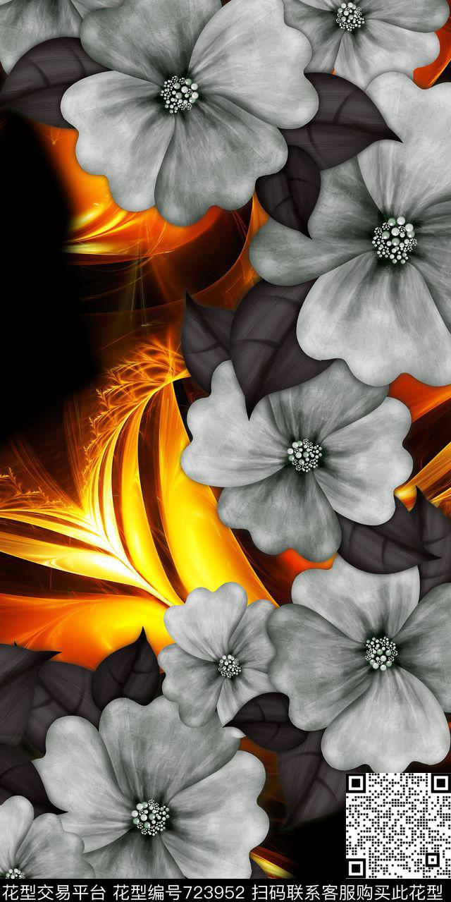 大花乱花花朵数码印花华亿平台下载（图片编号: 723952） - 瓦栏（Walan）