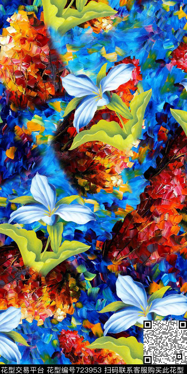 大花乱花花朵数码印花华亿平台下载（图片编号: 723953） - 瓦栏（Walan）