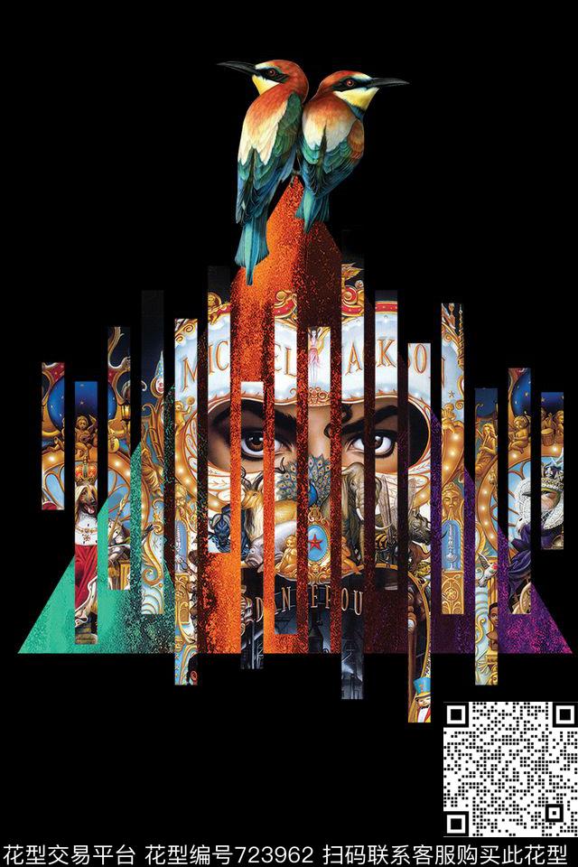 几何创意潮牌T恤定位印花潮牌男装数码印花华亿平台下载（图片编号: 723962） - 瓦栏（Walan）