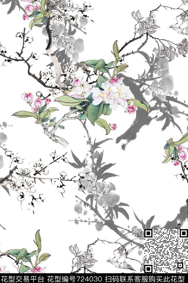 牡丹花中国风女装华亿平台数码印花华亿平台下载（图片编号: 724030） - 瓦栏（Walan）