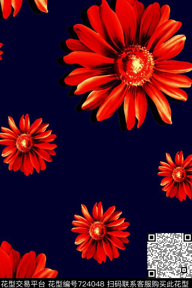 大花花朵花瓣数码印花华亿平台下载（图片编号: 724048） - 瓦栏（Walan）