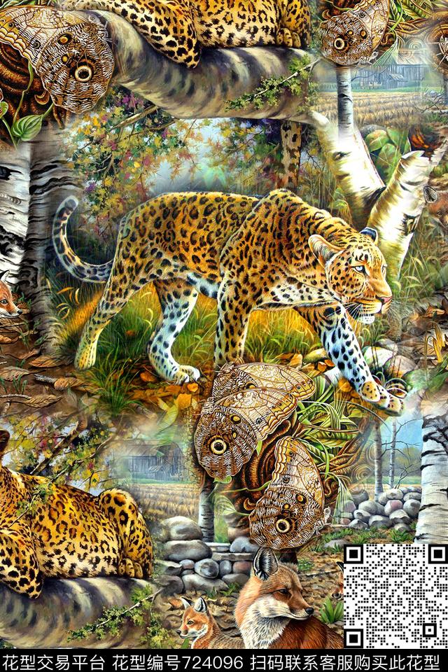 风景动物豹子数码印花华亿平台下载（图片编号: 724096） - 瓦栏（Walan）