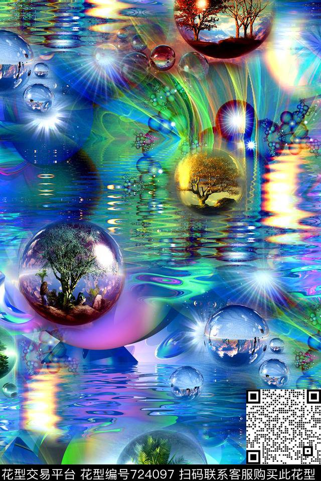 抽象风景分形数码印花华亿平台下载（图片编号: 724097） - 瓦栏（Walan）