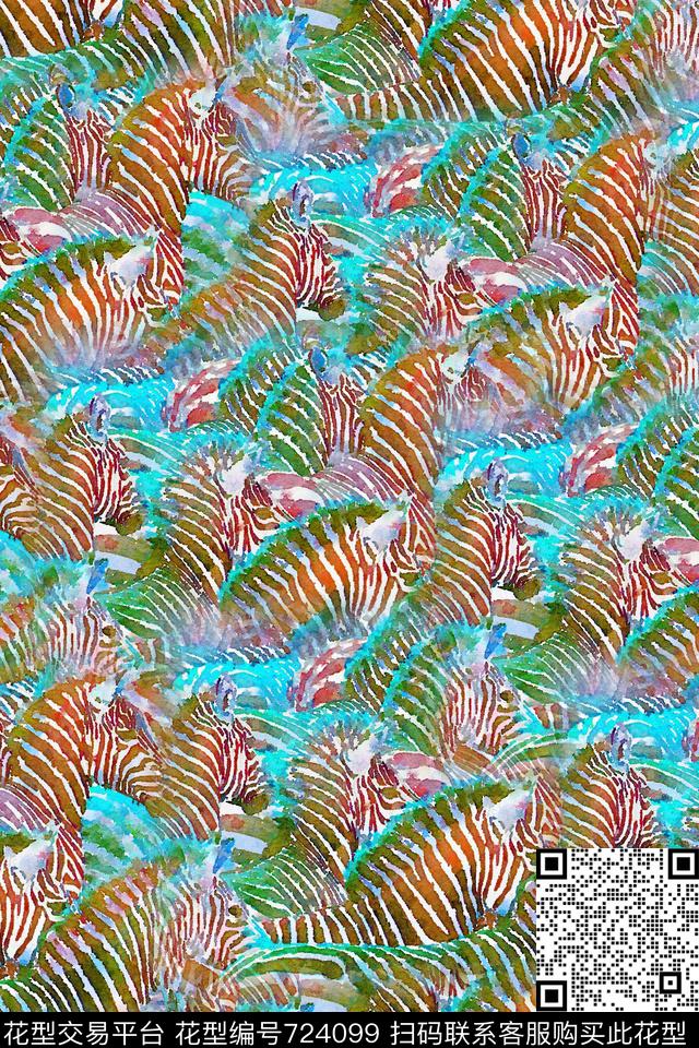 斑马纹手绘斑马水彩斑马数码印花华亿平台下载（图片编号: 724099） - 瓦栏（Walan）