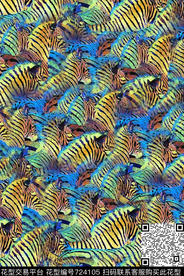 斑马纹手绘斑马水彩斑马数码印花华亿平台下载（图片编号: 724105） - 瓦栏（Walan）