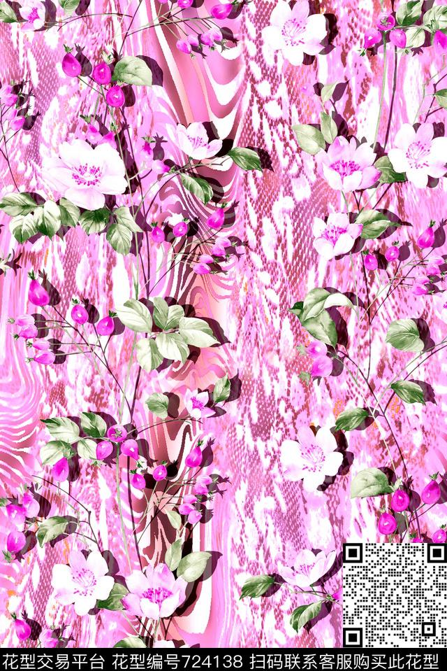 零点--女装时尚花朵数码印花华亿平台下载（图片编号: 724138） - 瓦栏（Walan）
