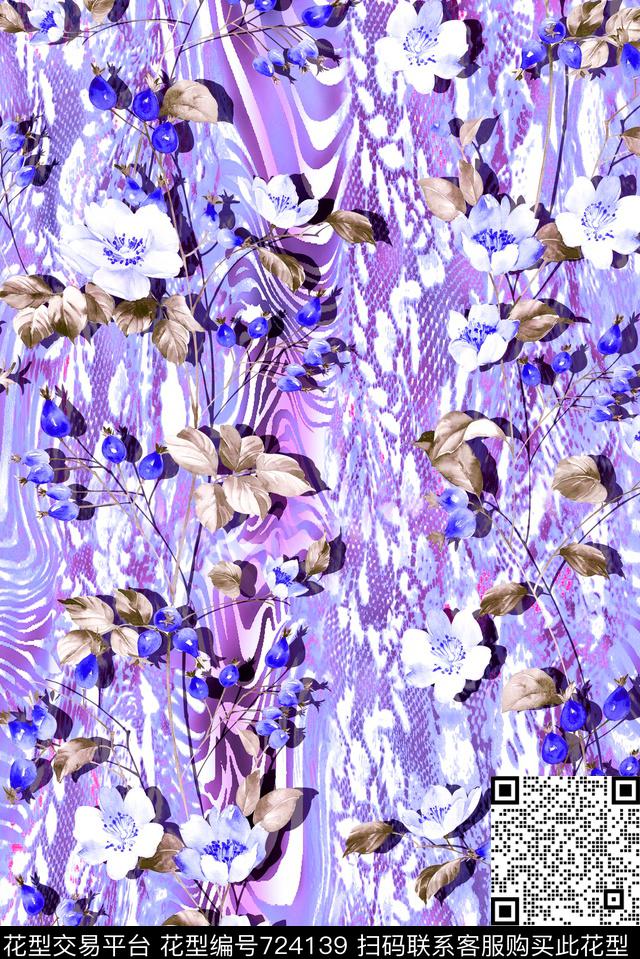 零点--女装时尚花朵数码印花华亿平台下载（图片编号: 724139） - 瓦栏（Walan）