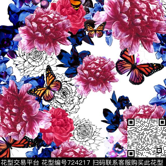 小清新时尚花卉数码印花华亿平台下载（图片编号: 724217） - 瓦栏（Walan）