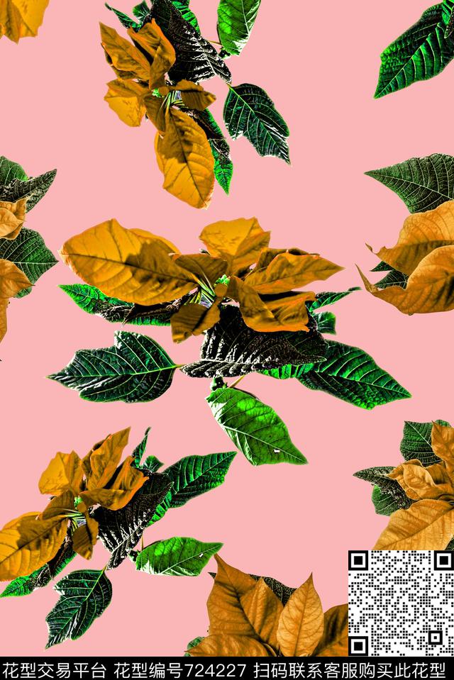 抽象手绘3D植物花卉数码印花时尚潮流女装大牌花朵印花欧美复古大牌长裙印花数码印花华亿平台下载（图片编号: 724227） - 瓦栏（Walan）