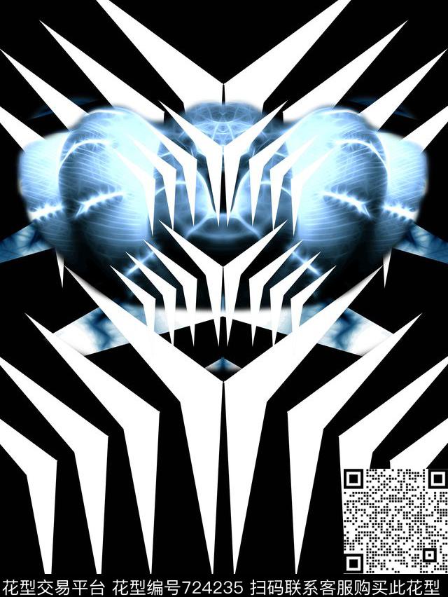 闪电纪梵希风格几何数码印花华亿平台下载（图片编号: 724235） - 瓦栏（Walan）