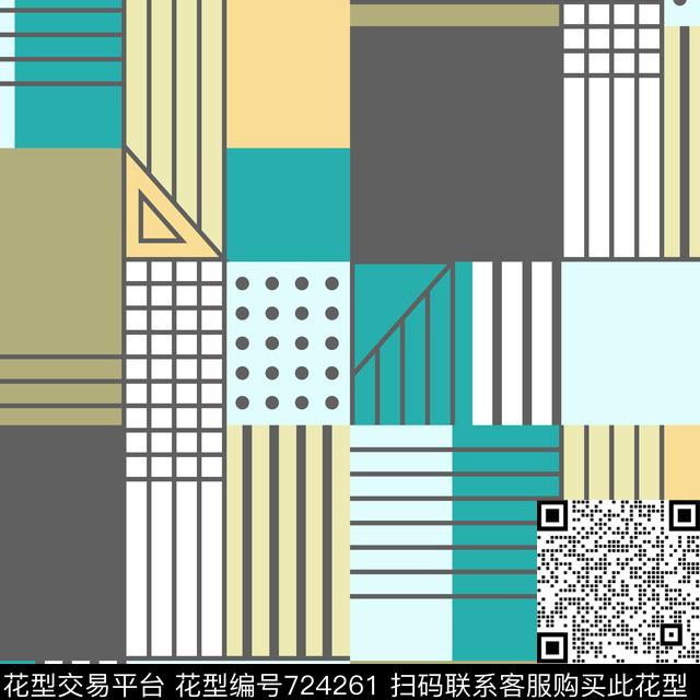 色块几何家纺传统印花华亿平台下载（图片编号: 724261） - 瓦栏（Walan）