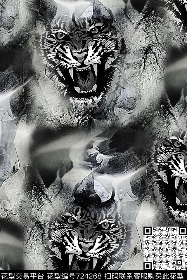 肌理纹理老虎头男装夹克华亿平台数码印花华亿平台下载（图片编号: 724268） - 瓦栏（Walan）
