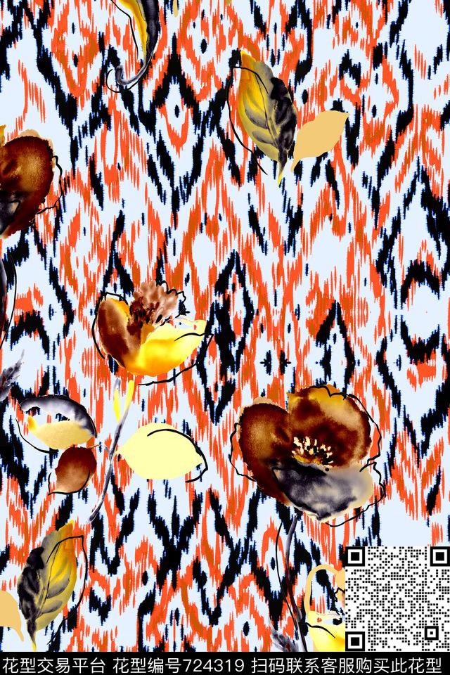 原创水彩画原创手绘大花卉水彩花卉数码印花华亿平台下载（图片编号: 724319） - 瓦栏（Walan）