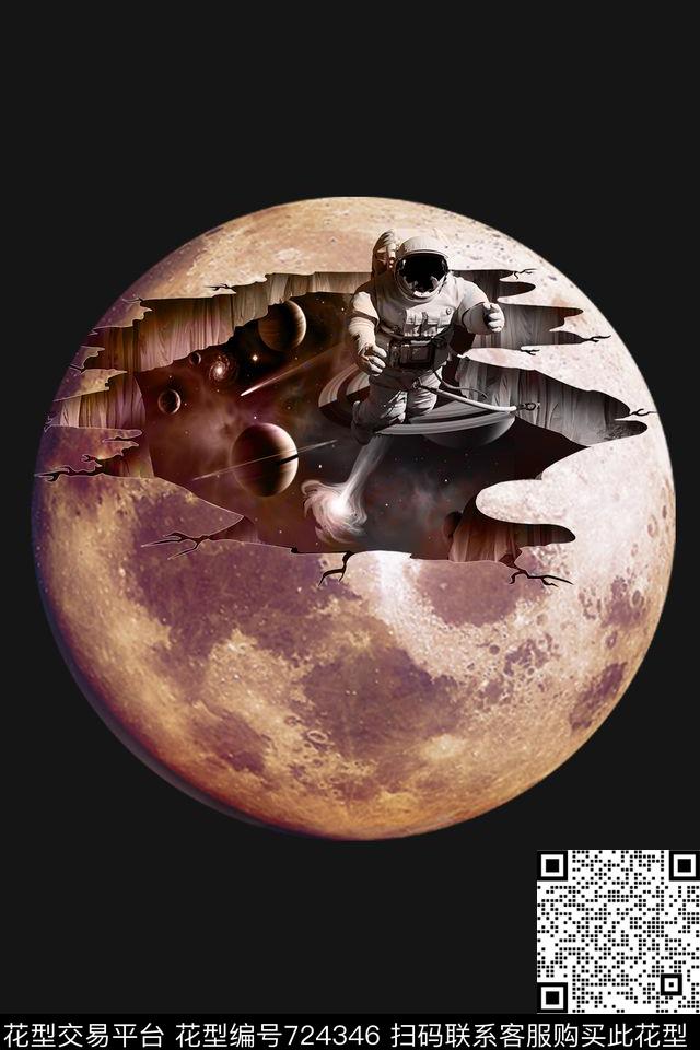 宇宙星星潮牌T恤定位印花太空探索数码印花华亿平台下载（图片编号: 724346） - 瓦栏（Walan）