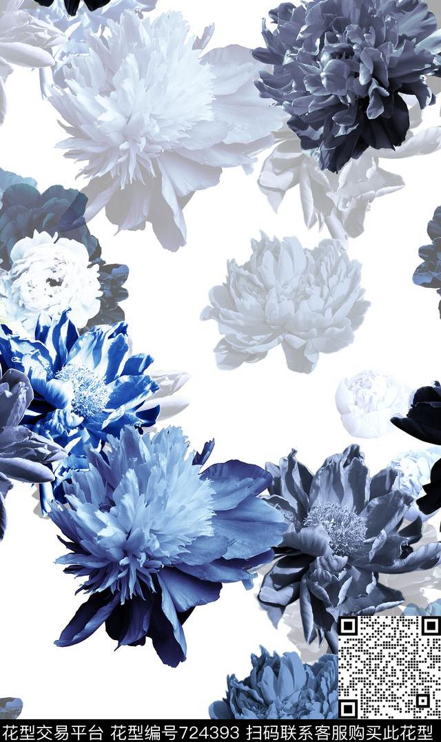 休闲写意乱花玫瑰数码印花华亿平台下载（图片编号: 724393） - 瓦栏（Walan）