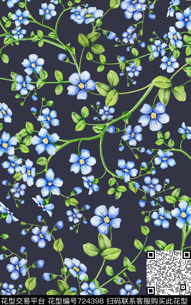 花朵小花花卉数码印花华亿平台下载（图片编号: 724398） - 瓦栏（Walan）