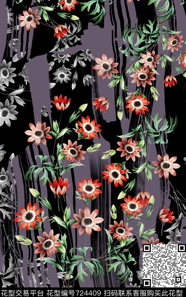 花朵小花花卉数码印花华亿平台下载（图片编号: 724409） - 瓦栏（Walan）
