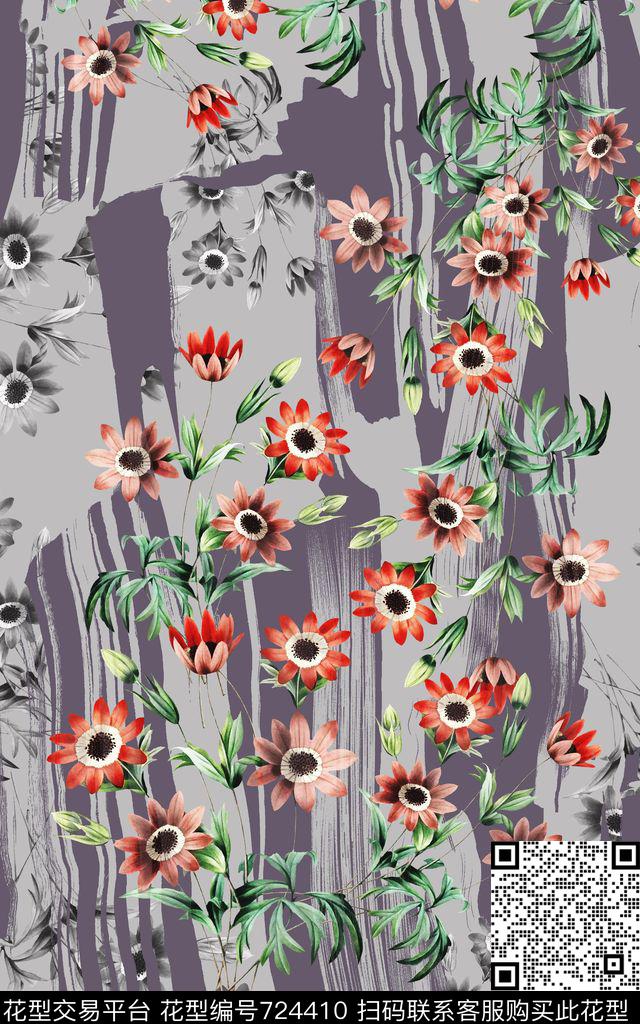 花朵小花花卉数码印花华亿平台下载（图片编号: 724410） - 瓦栏（Walan）