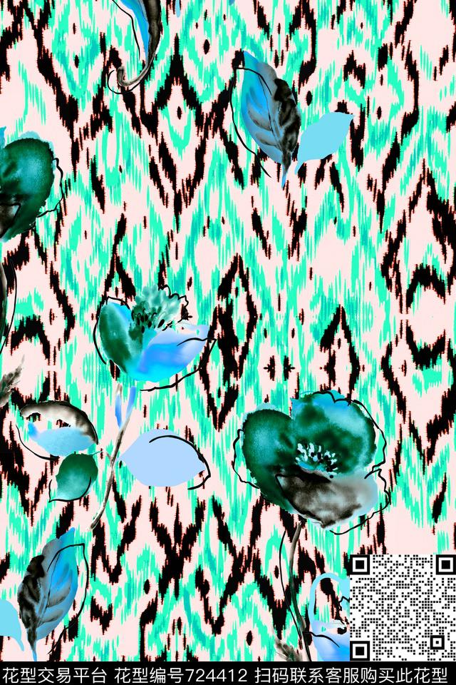 原创水彩画原创手绘大花卉水彩花卉数码印花华亿平台下载（图片编号: 724412） - 瓦栏（Walan）