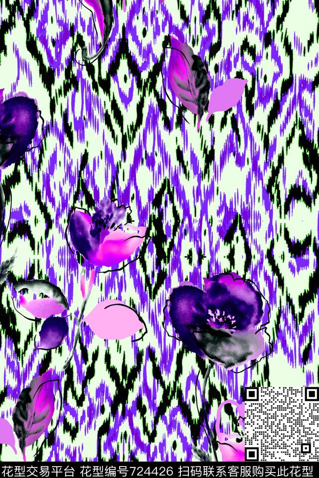 原创水彩画原创手绘大花卉水彩花卉数码印花华亿平台下载（图片编号: 724426） - 瓦栏（Walan）