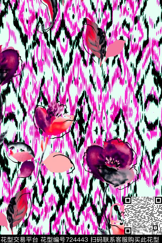 原创水彩画原创手绘大花卉水彩花卉数码印花华亿平台下载（图片编号: 724443） - 瓦栏（Walan）