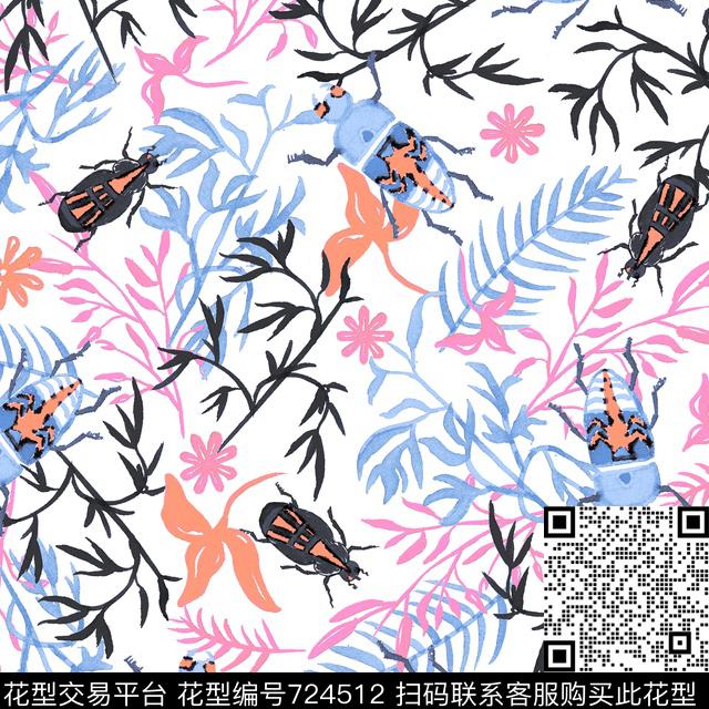 原创手绘手绘昆虫沙发布艺数码印花华亿平台下载（图片编号: 724512） - 瓦栏（Walan）