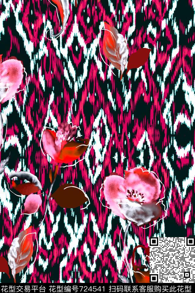 原创水彩画原创手绘大花卉水彩花卉数码印花华亿平台下载（图片编号: 724541） - 瓦栏（Walan）