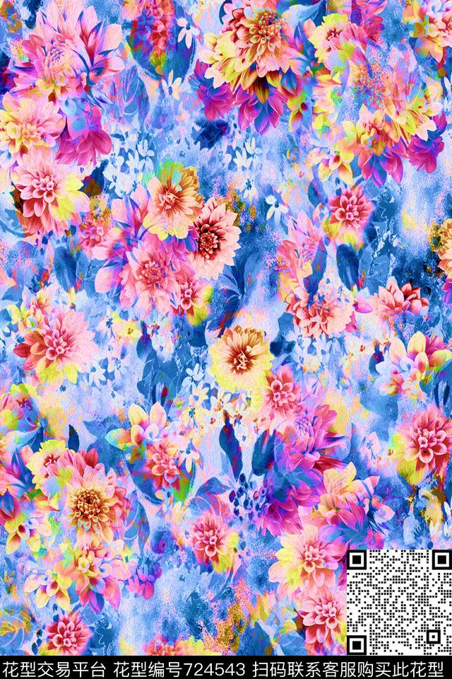 小碎花花朵花卉数码印花华亿平台下载（图片编号: 724543） - 瓦栏（Walan）
