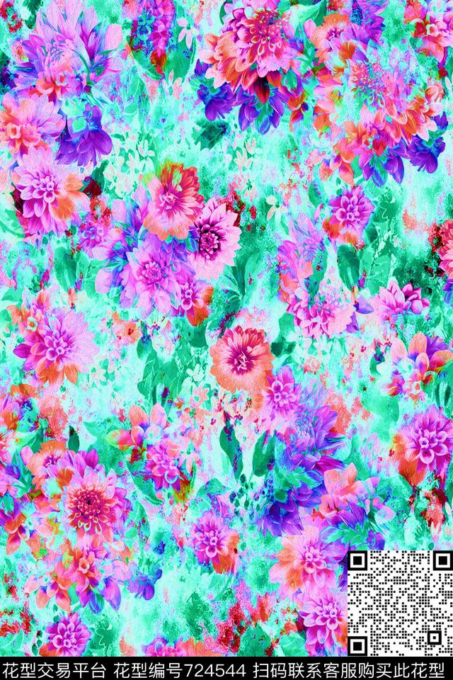 小碎花花朵花卉数码印花华亿平台下载（图片编号: 724544） - 瓦栏（Walan）