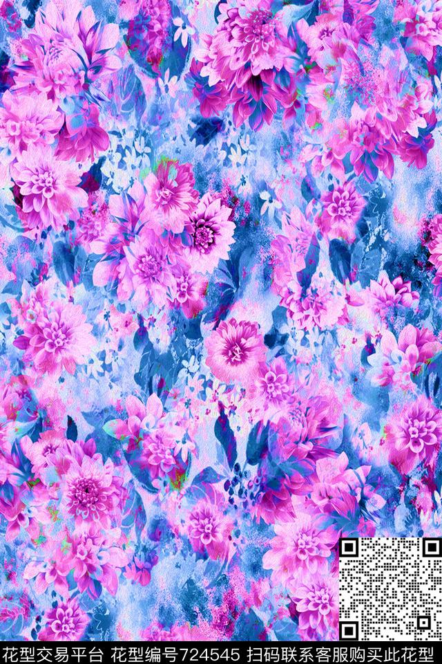 小碎花花朵花卉数码印花华亿平台下载（图片编号: 724545） - 瓦栏（Walan）