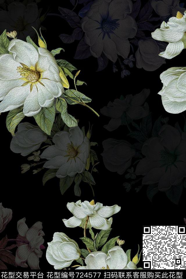 花卉数码印花华亿平台下载（图片编号: 724577） - 瓦栏（Walan）