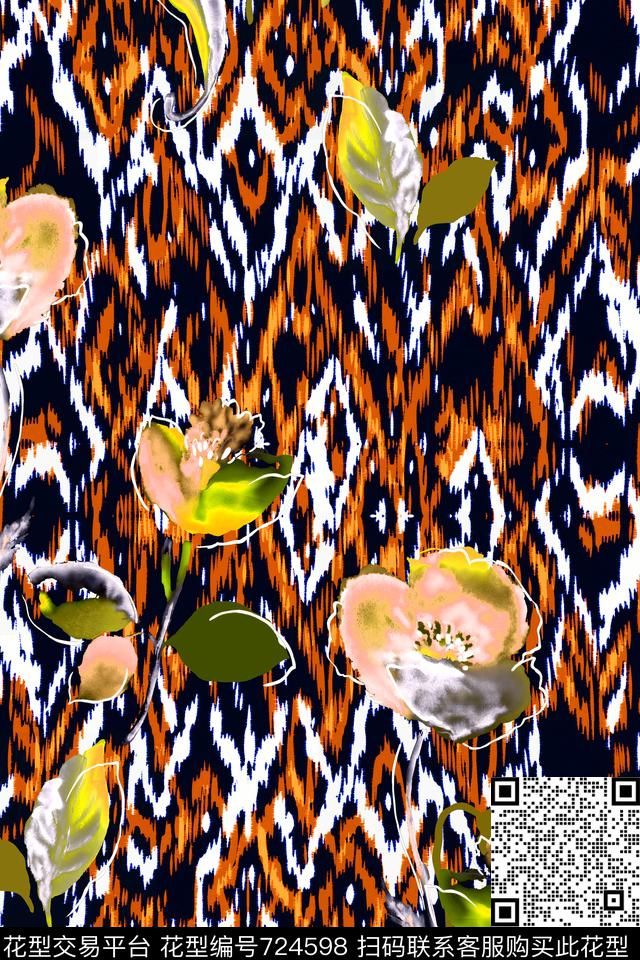 原创水彩画原创手绘大花卉水彩花卉数码印花华亿平台下载（图片编号: 724598） - 瓦栏（Walan）