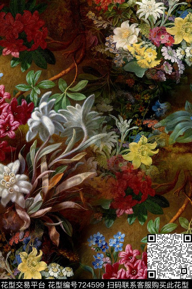 时尚手绘拼接数码印花华亿平台下载（图片编号: 724599） - 瓦栏（Walan）