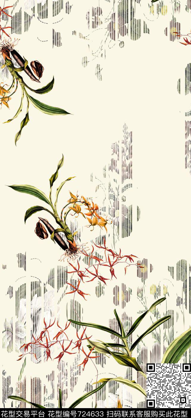 大花牡丹玫瑰数码印花华亿平台下载（图片编号: 724633） - 瓦栏（Walan）