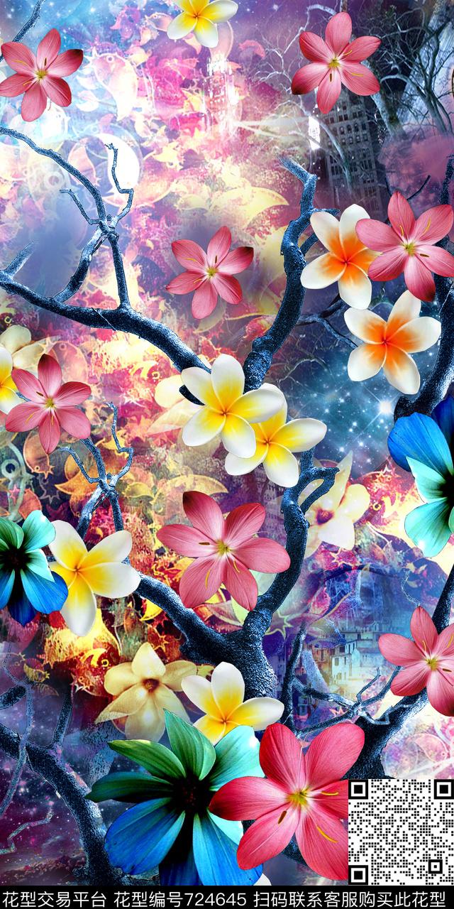小碎花花朵花卉数码印花华亿平台下载（图片编号: 724645） - 瓦栏（Walan）