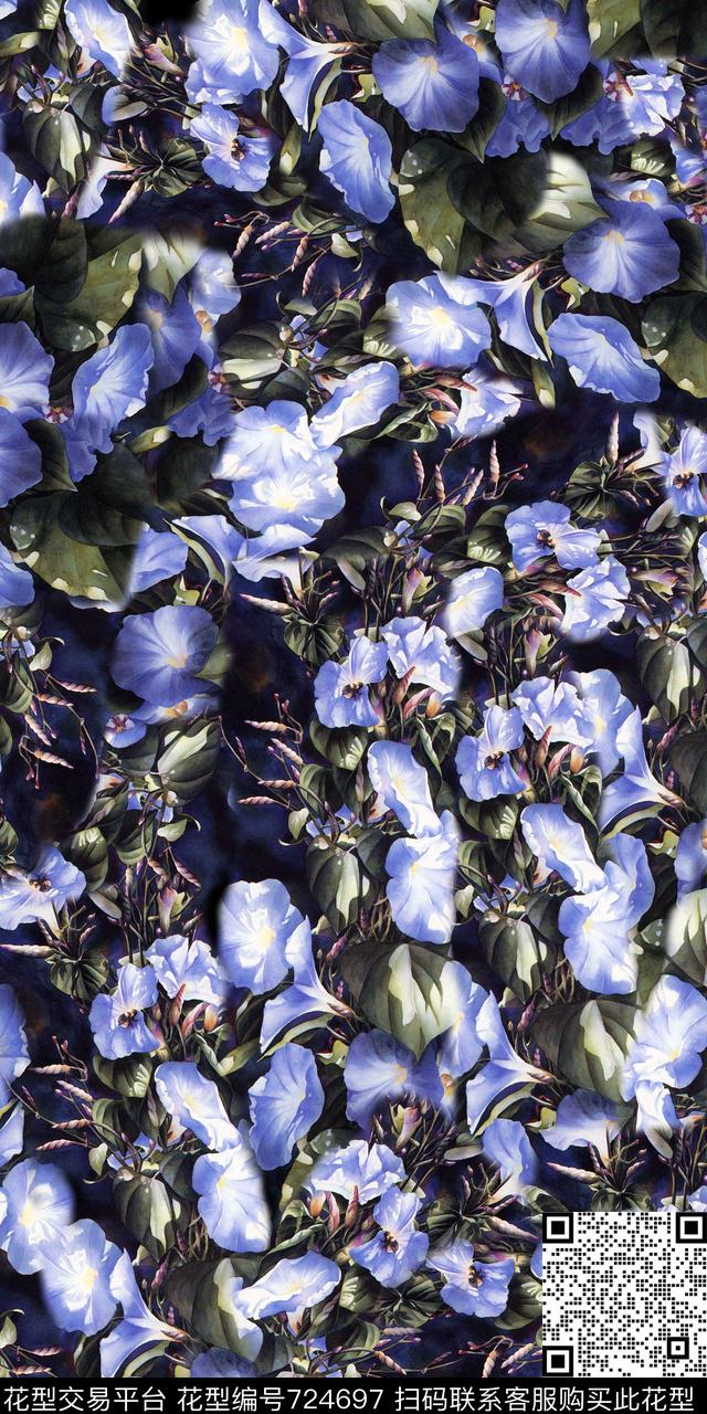 乱花玫瑰花朵数码印花华亿平台下载（图片编号: 724697） - 瓦栏（Walan）
