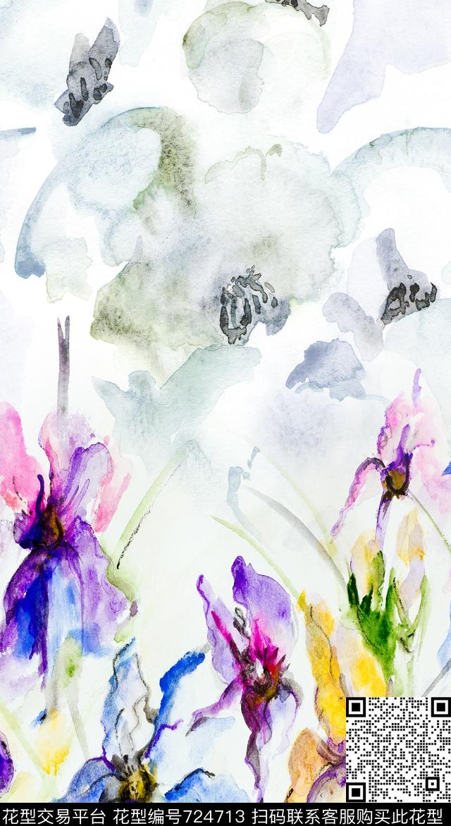 大花牡丹玫瑰数码印花华亿平台下载（图片编号: 724713） - 瓦栏（Walan）