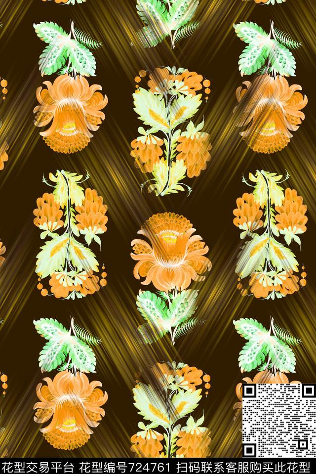 花朵花卉抽象波浪数码印花华亿平台下载（图片编号: 724761） - 瓦栏（Walan）