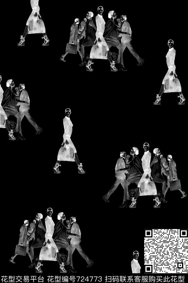 流行时尚趣味人物数码印花华亿平台下载（图片编号: 724773） - 瓦栏（Walan）