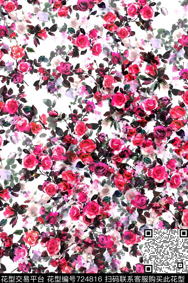 罂粟花小碎花花卉数码印花华亿平台下载（图片编号: 724816） - 瓦栏（Walan）