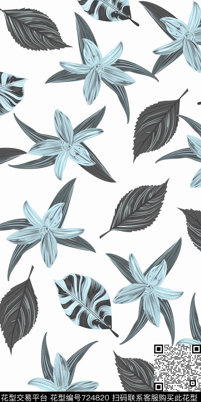 乱花花朵花卉传统印花华亿平台下载（图片编号: 724820） - 瓦栏（Walan）