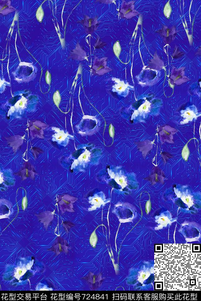 花朵花卉抽象虞美人数码印花华亿平台下载（图片编号: 724841） - 瓦栏（Walan）