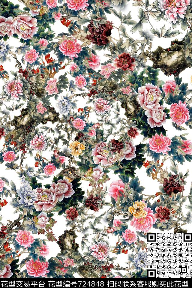 Chinesewindpeony数码印花华亿平台下载（图片编号: 724848） - 瓦栏（Walan）